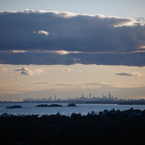 City skyline view on the water