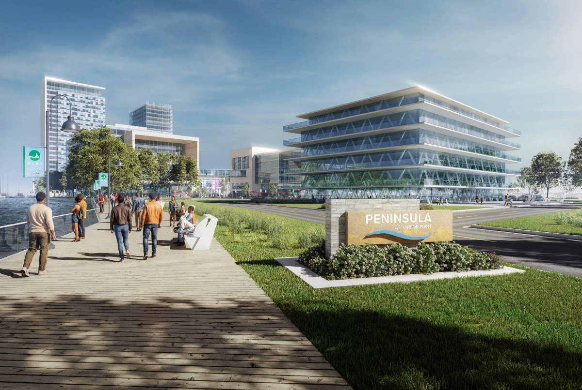 Peninsula at Harbor Point entrance rendering